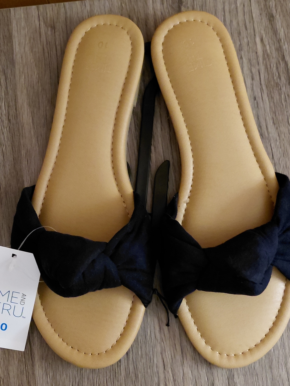 TIME AND TRU KNOT SLIDE SANDALS NAVY MEMORY FOAM WOMEN'S BEACH RESORT VACATION - Picture 4 of 9